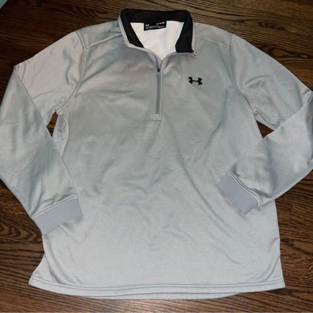 Men’s XL Under Armour Fleece lined 1/4 Zip Pullover Grey Black